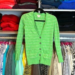 Mossimo Supply Co green with gray stripes long sleeve v neck cardigan size XS